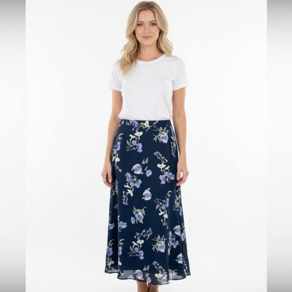 VINTAGE LANE BRYANT blue floral skirt size 22/24